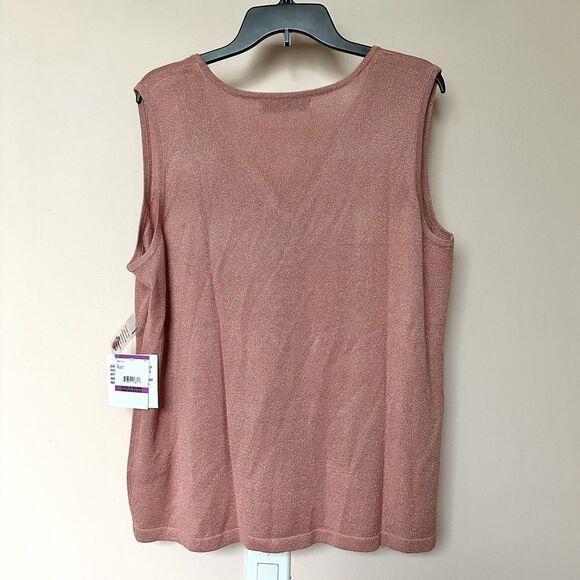 Tank Top Women’s 2X Pink Shimmery Sleeveless Knit Pullover NWT - Picture 3 of 8